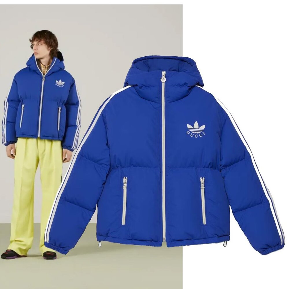 GUCCI MENS DOWN JACKET X ADIDAS G LOGO TREFOIL BLUE sz 56 XXXL